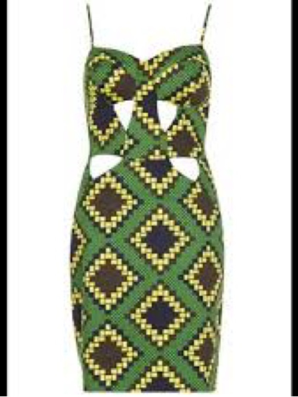 Topshop Green Geometric Cutout Dress